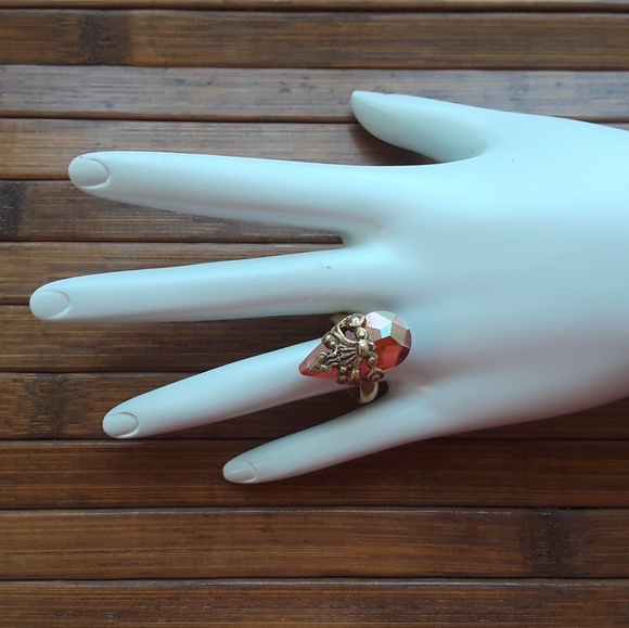 Unique Antigua chili pepper Crystal ring sz 7 - Picture 3 of 6